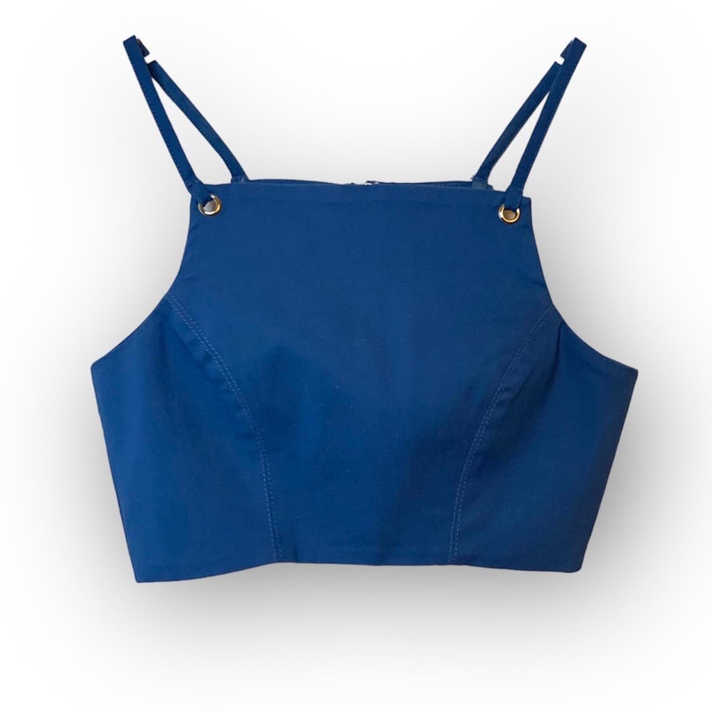superdown Size XXS Blue Crop Top Zip Back Bra Top